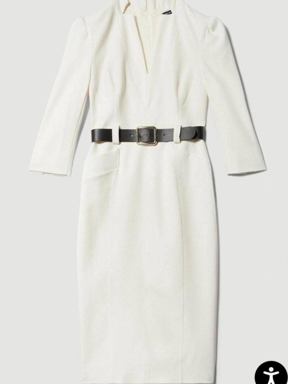Elegant White Midi Sheath Dress with Belt